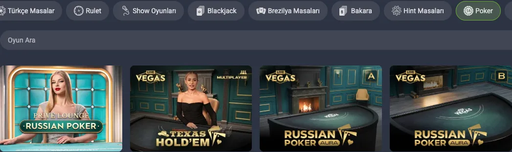 Galabet canlı casino poker sekmesi