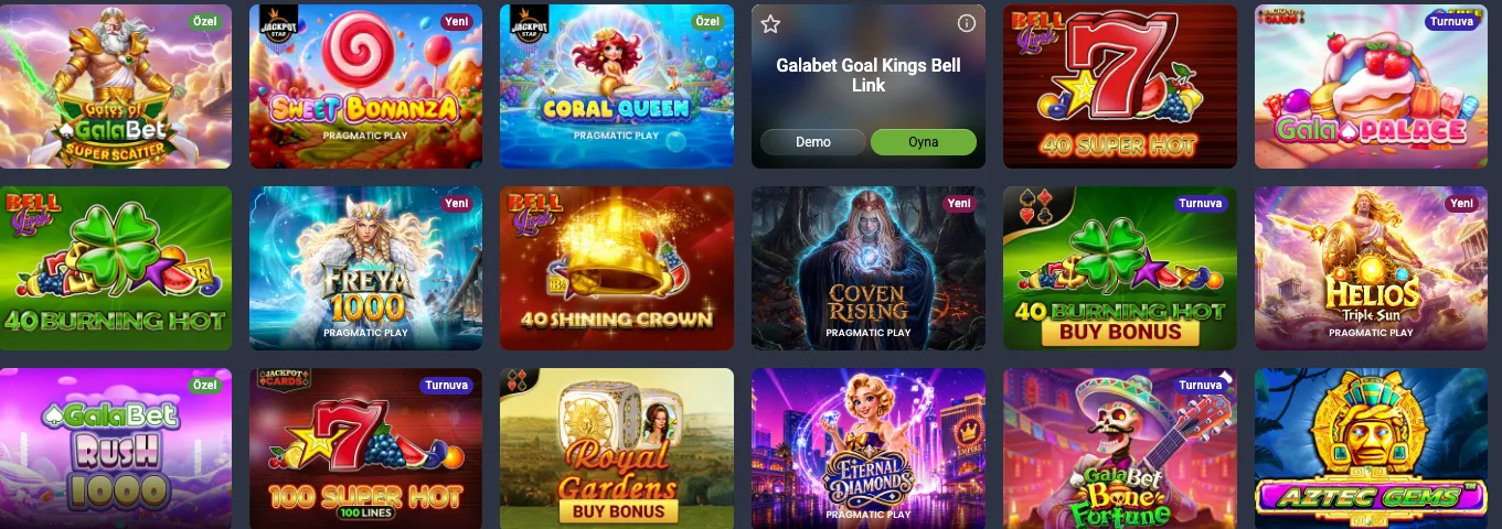 Galabet slot lobisi oyun kartları